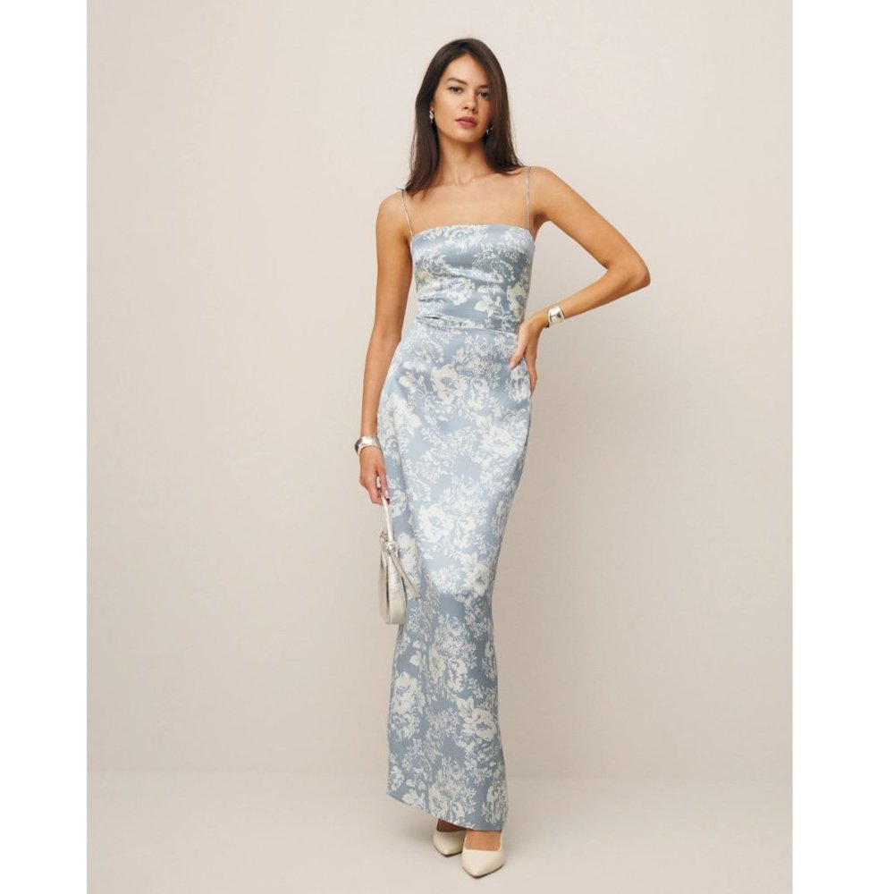 Reformation Frankie Silk Dress in Porcelain | On Sale - Picture 2 of 15